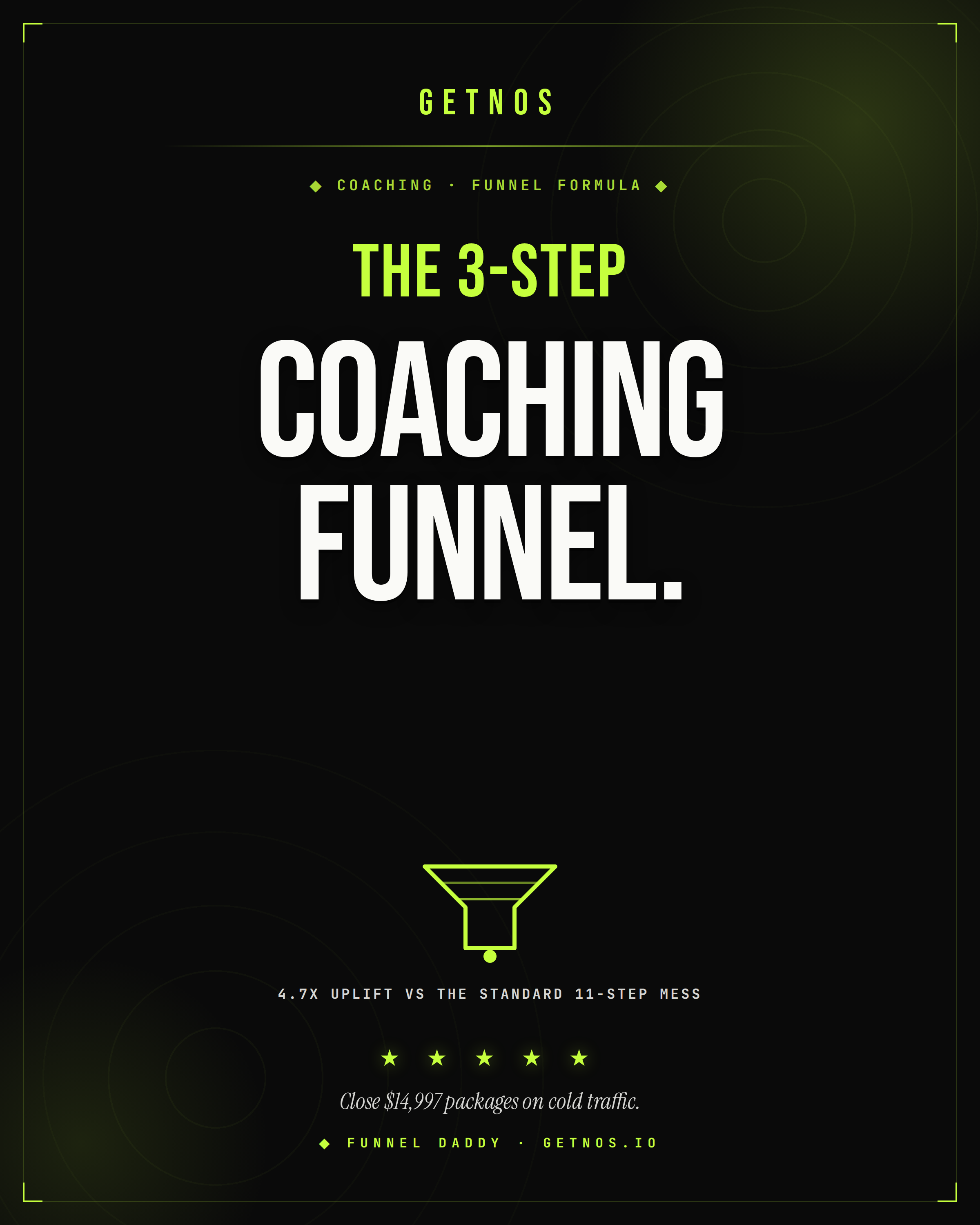 The 3-Step Funnel Formula playbook by GetNos. The funnel top coaches do not want you to steal.