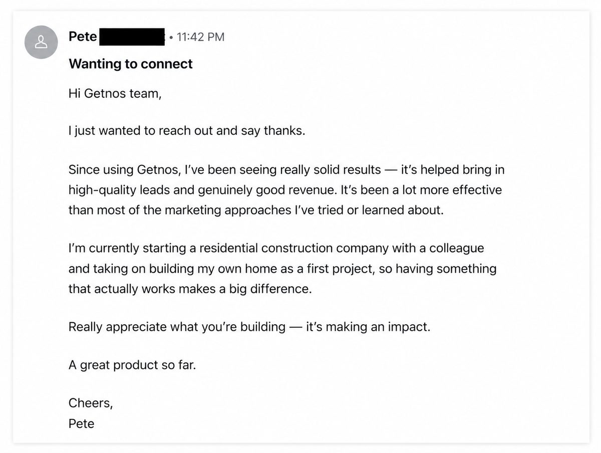 Pete LinkedIn DM - solid results, high quality leads
